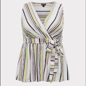 NEW Torrid Stripe Crepe Wrap Babydoll Tank sz 3